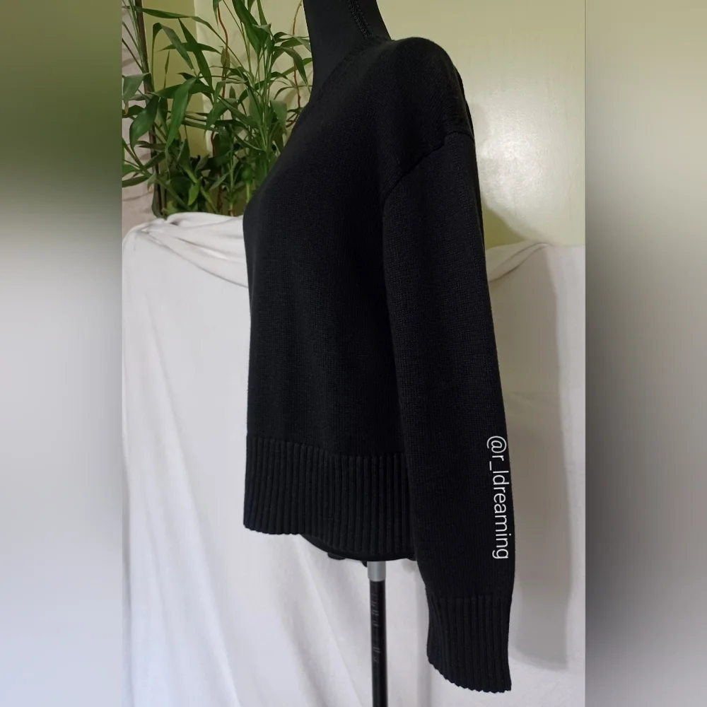 NWT Everlane The Boxy Sweater in Everyday Cotton Size XS In Black - Picture 3 of 11
